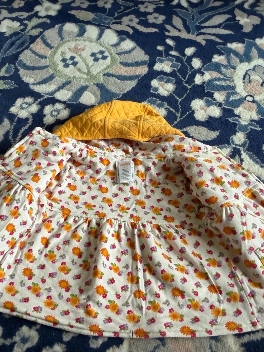 Gymboree Quilted Reversible Yellow/Floral Jacket 2T/3T